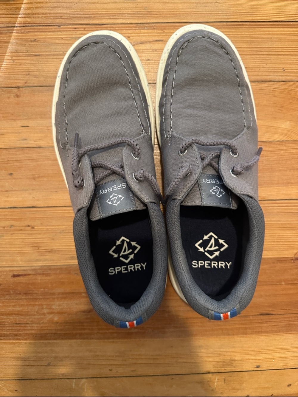 Sperry Gray Canvas Lace-Up Boat Shoes